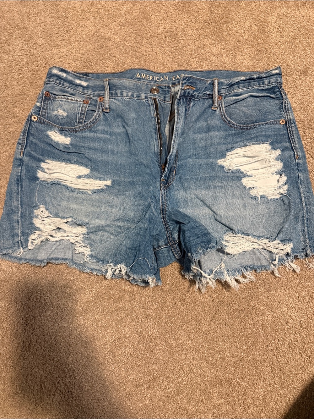 American Eagle Outfitters Ripped 90s boyfriend Denim Jean Shorts - Blue